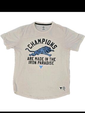 Under Armour Project Rock Tiger T-Shirt Cream Blue Iron Paradise Men's LG GUC